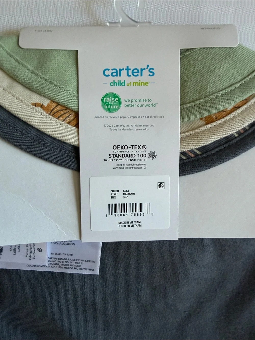 carter's Olive Green 'Wild Snacker' Tiger Bib Set (3) NIP - Picture 5 of 5